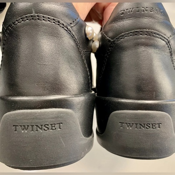 TWINSET Black Sneaker 8-8.5 US 39 NEW Platform Shoes Pearls CA8PBU Twin Set $300 - Picture 11 of 11